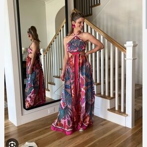 FARM Rio Pink and Blue Maxi Dress